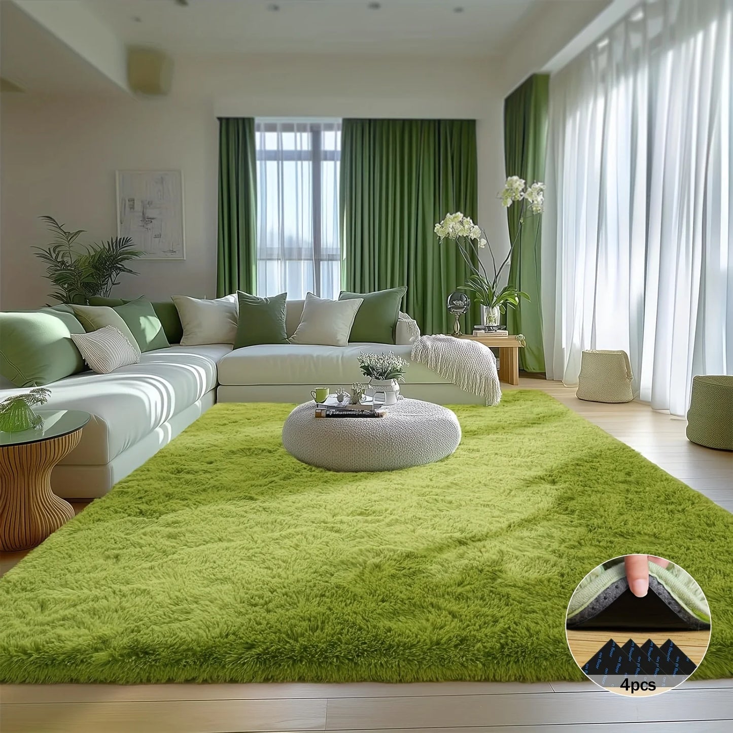 Grass Green Soft Plush Shaggy Rug