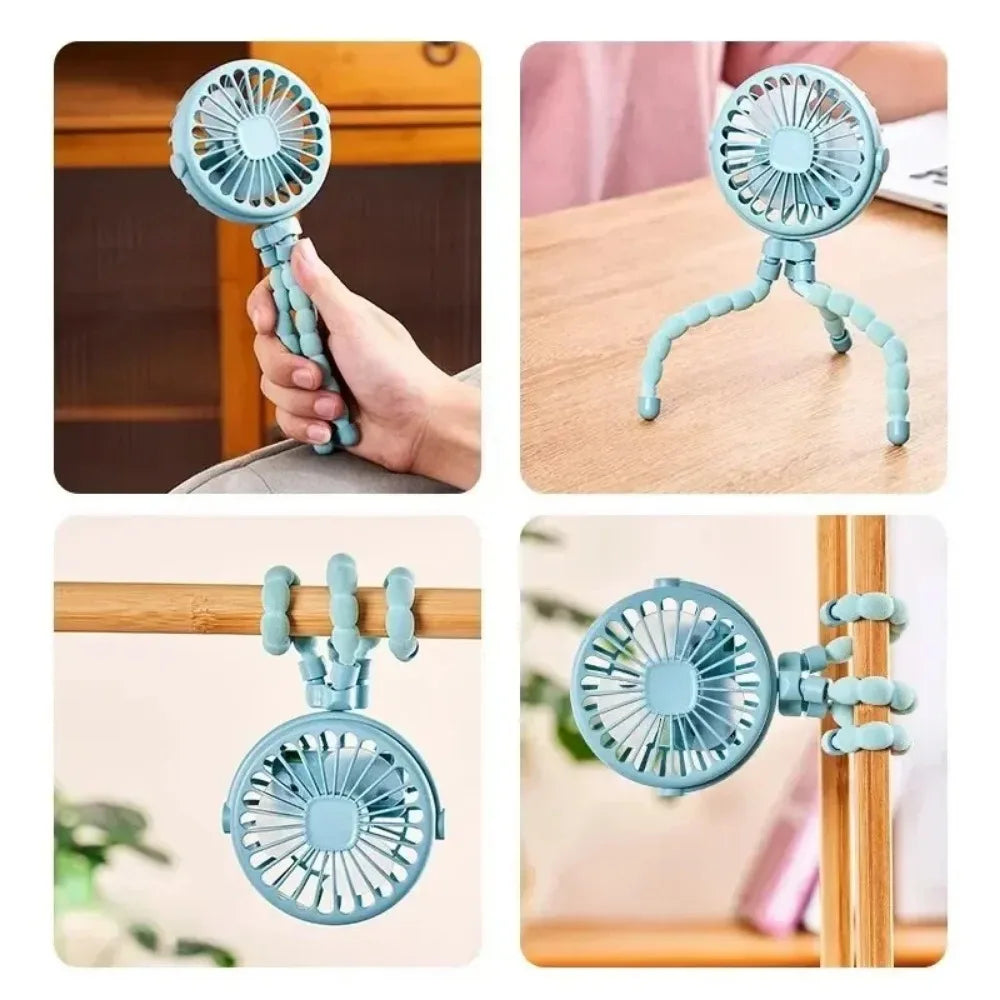 Baby Stroller Rechargeable Octopus Mini Fan