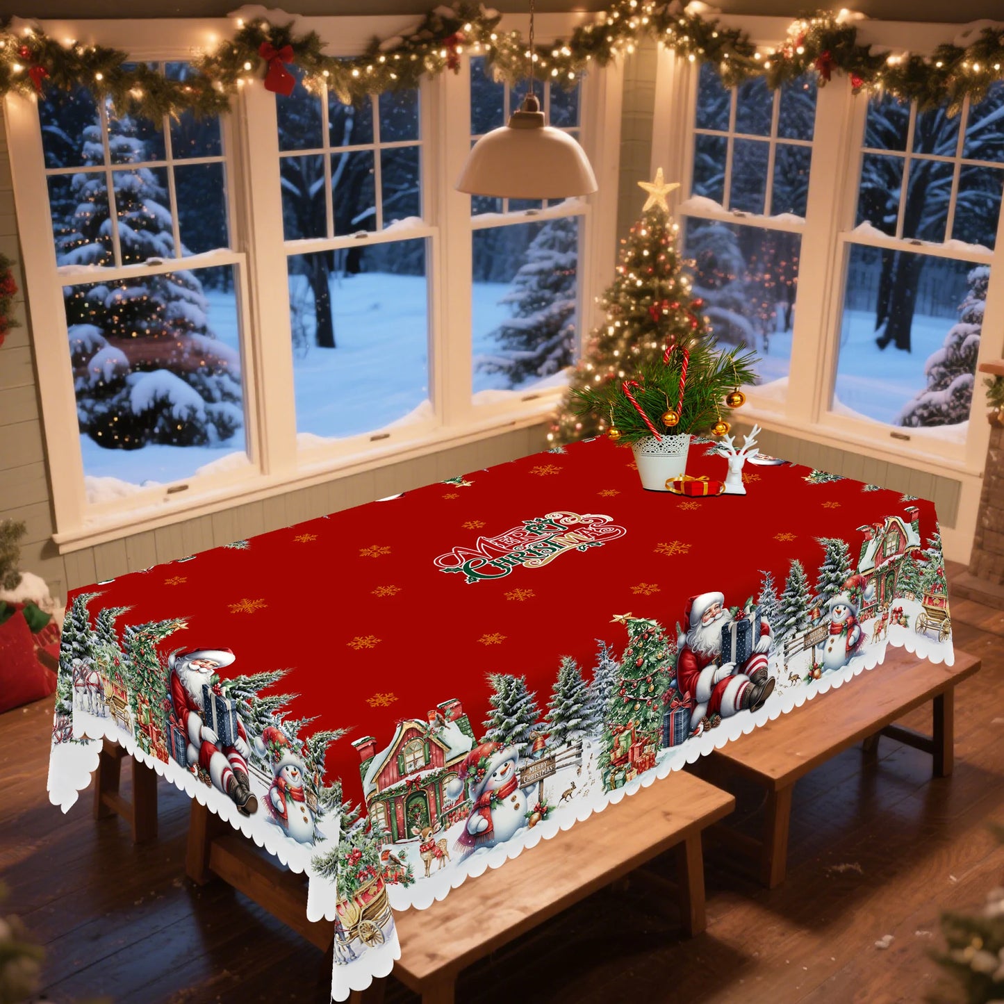 Santa Claus Decoration Theme Tablecloth