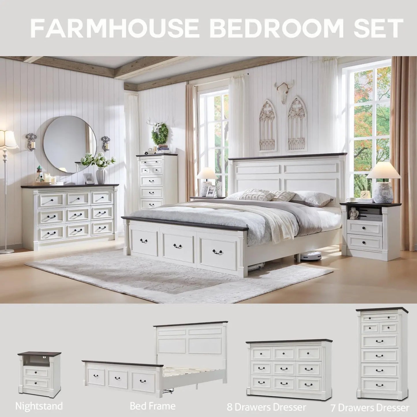 Tall Headboard, Decorative Footboard, Spacious Storage Drawers.