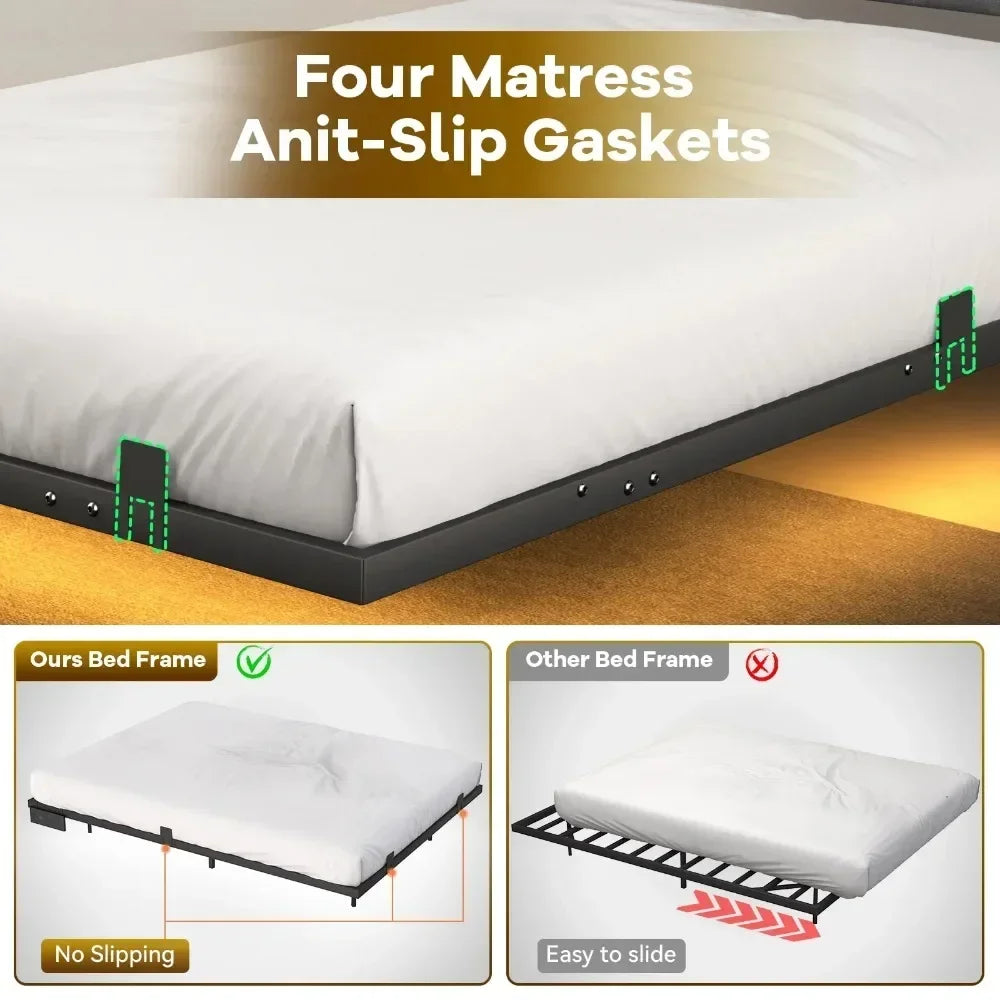 Floating LED Bed, Charging Station, 1000lb Capacity