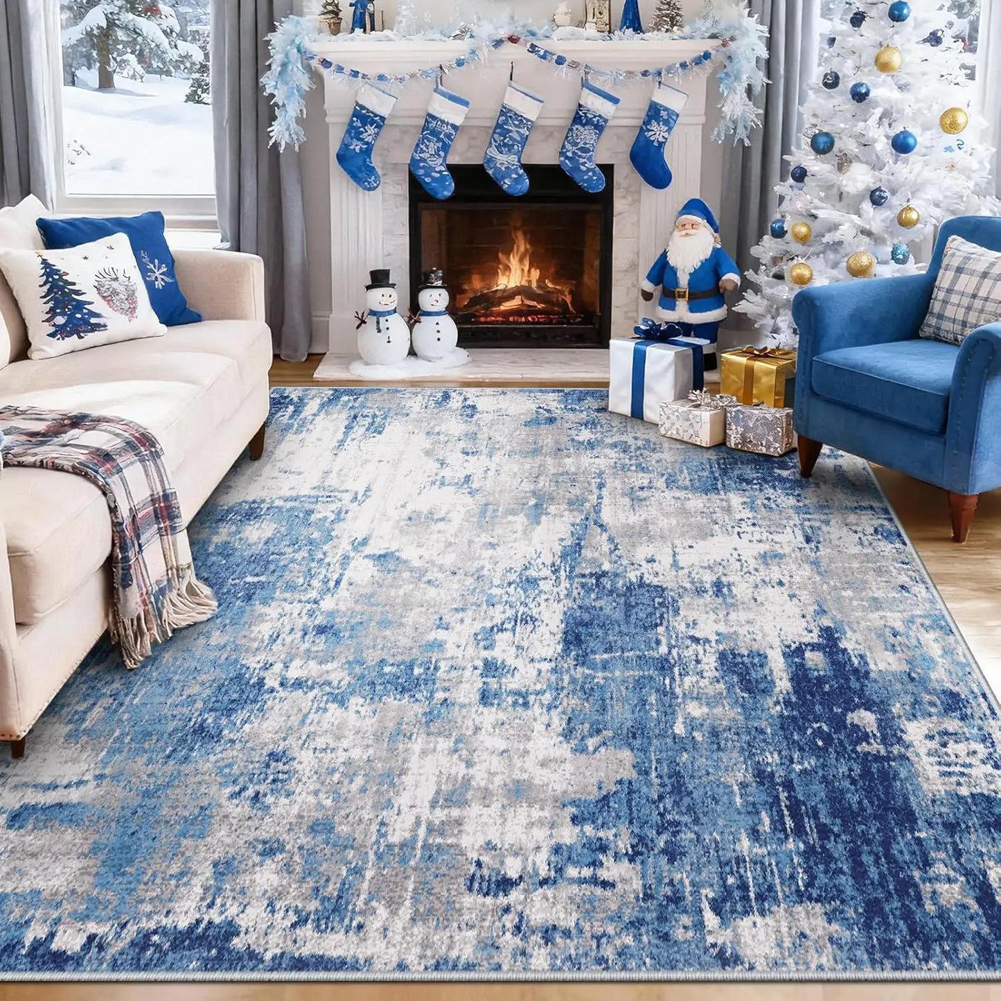Modern Abstract Washable Area Rug 8'x10'