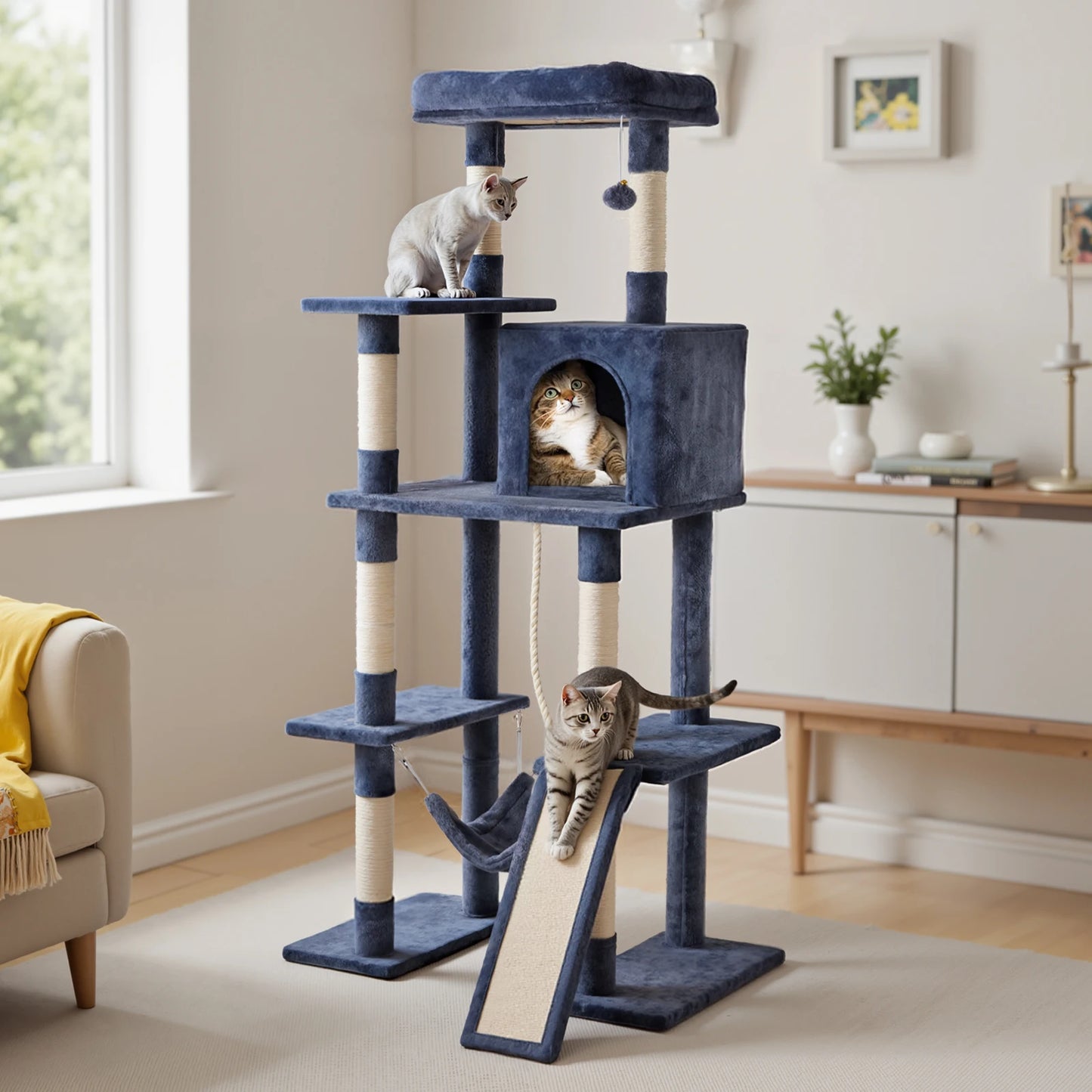 63-Inch Multi-Level Cat Tree for Indoor Cats