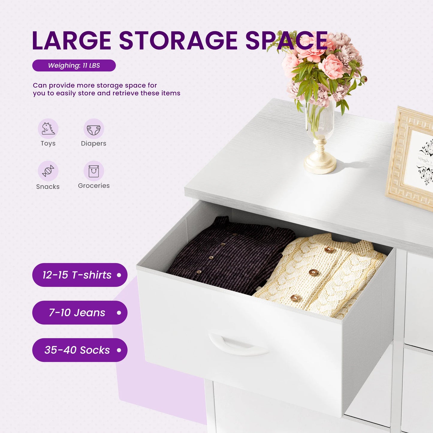 Children's Bedroom Wardrobe With 8 Fabric Drawers