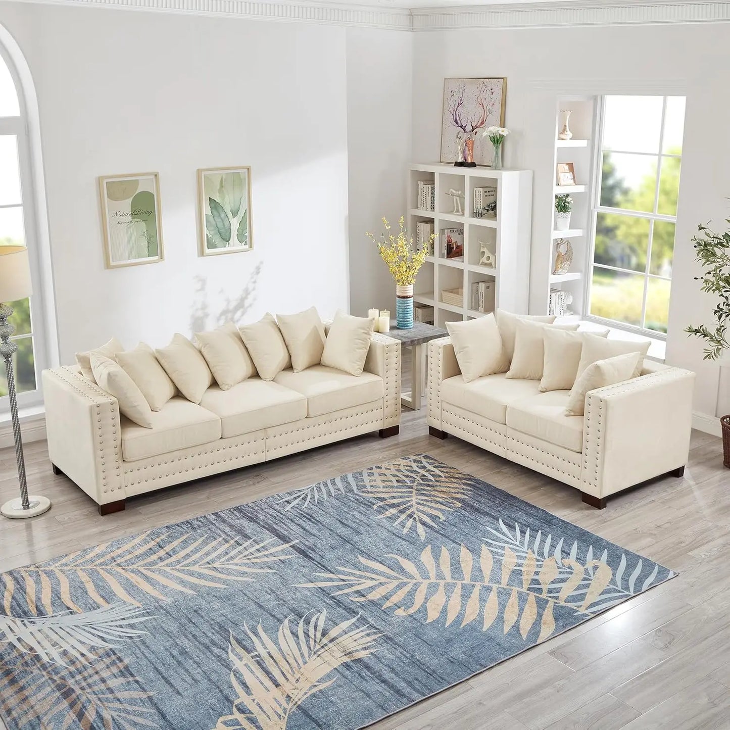 2-Piece Modern Velvet Upholstered Sofa Set