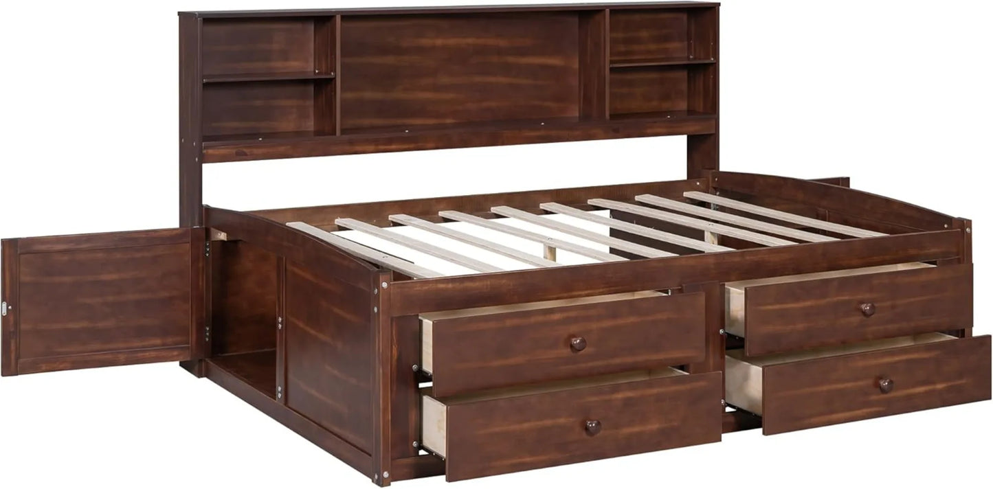 Full Size Captains Bed With 4 Drawers And 2 Cabinets