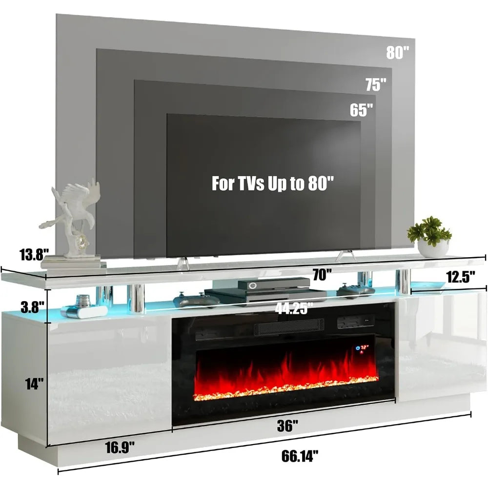High Gloss Fireplace Center LED Lights