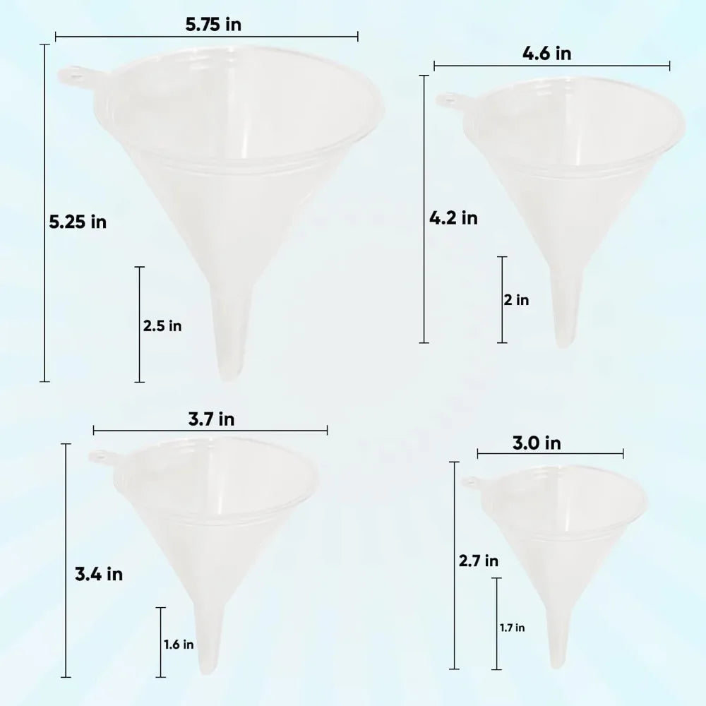 Durable, Non-Toxic, Food-Grade Plastic Funnel Set