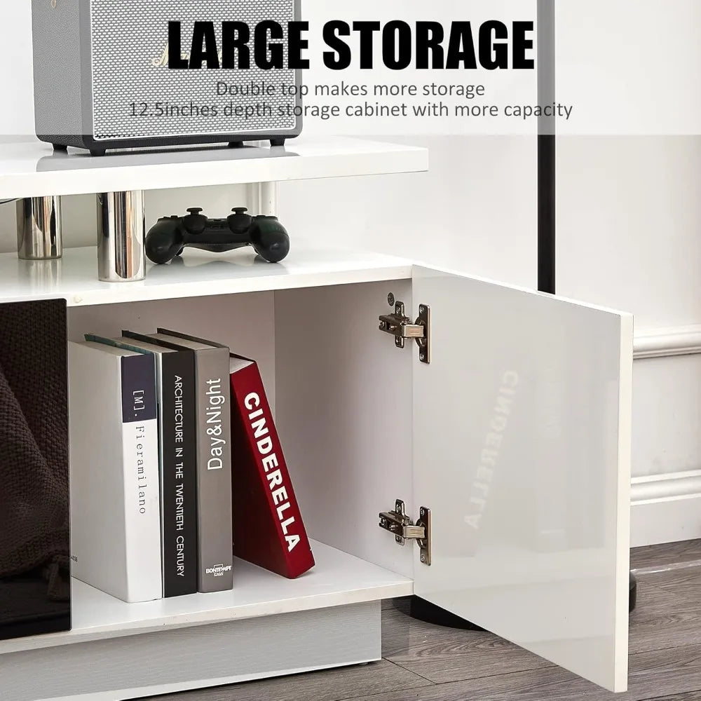 High Gloss Fireplace Center LED Lights