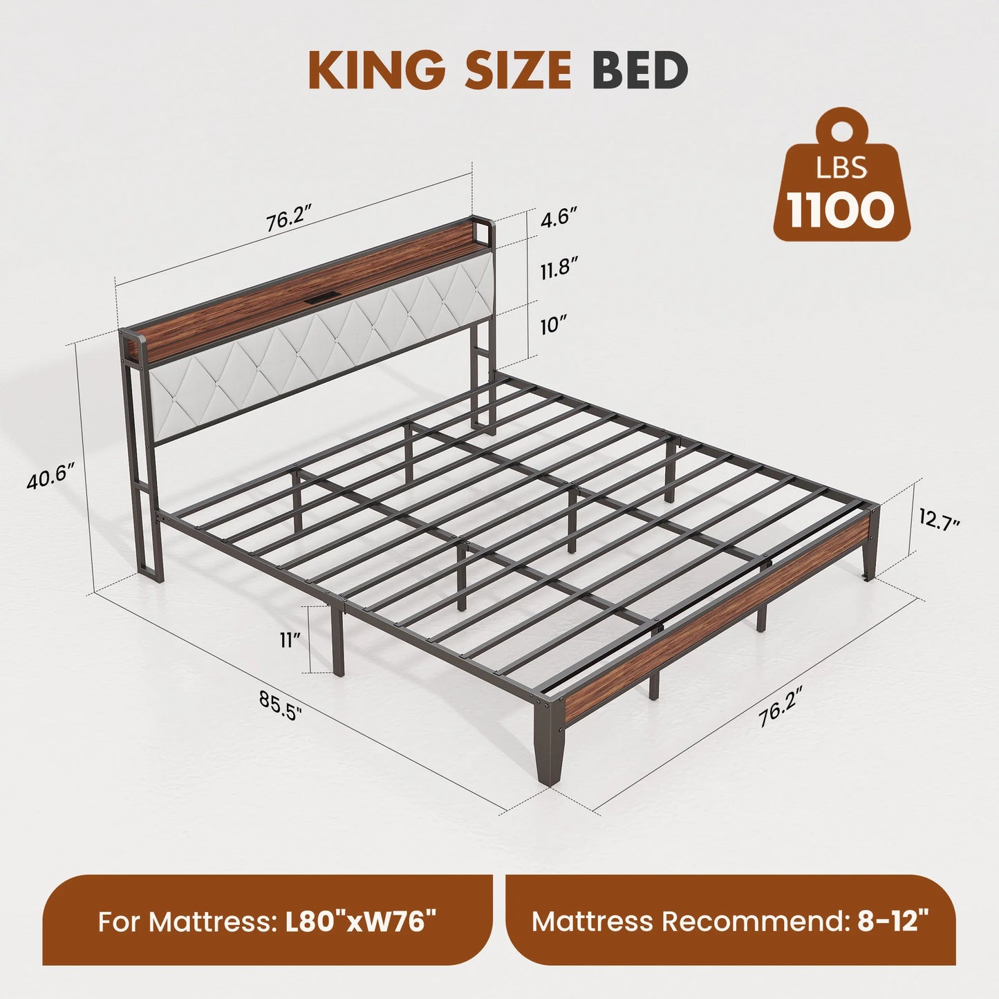 Upholstered Bed Frame with Storage