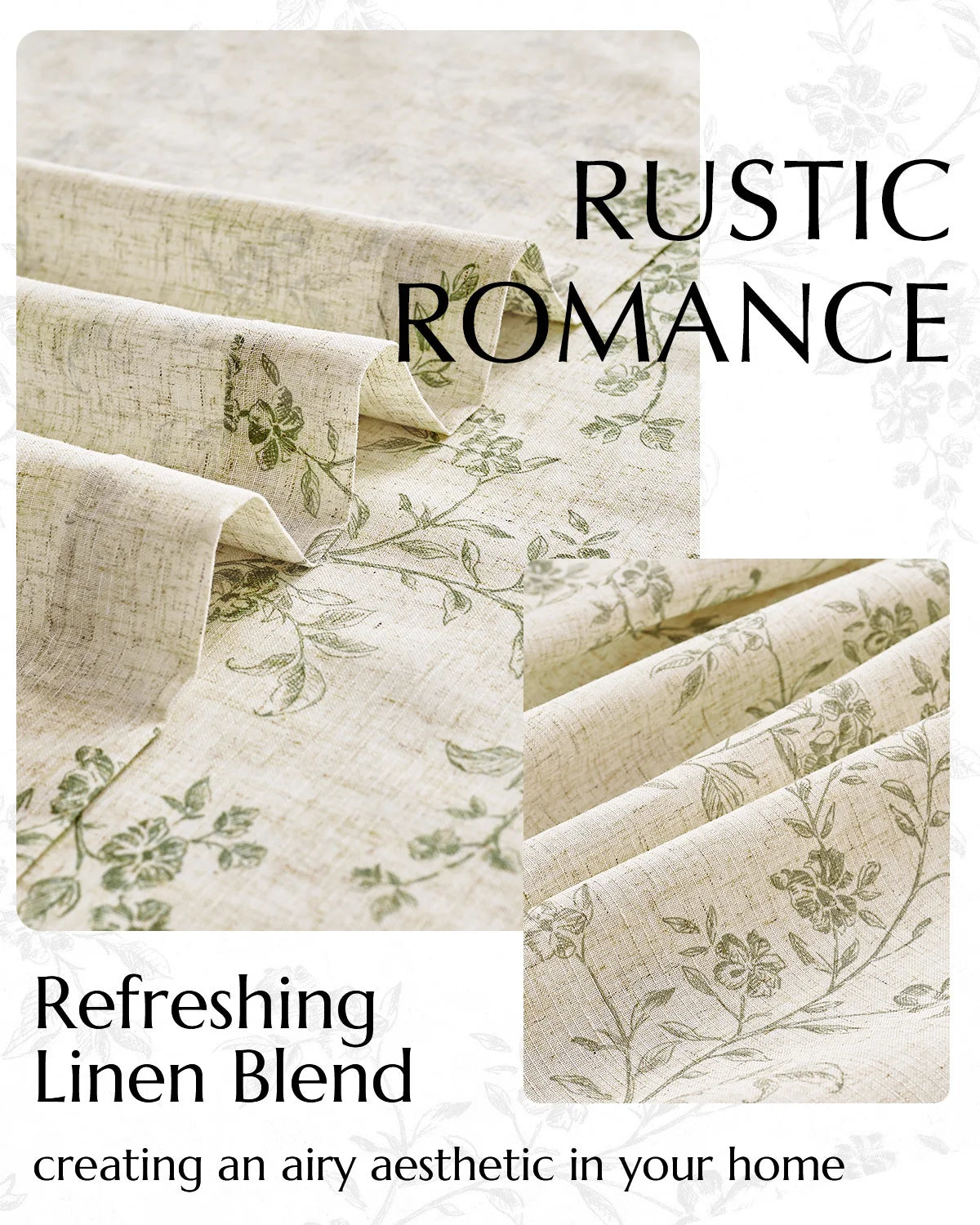 JINCHAN 2 Flower Patterned Drapes