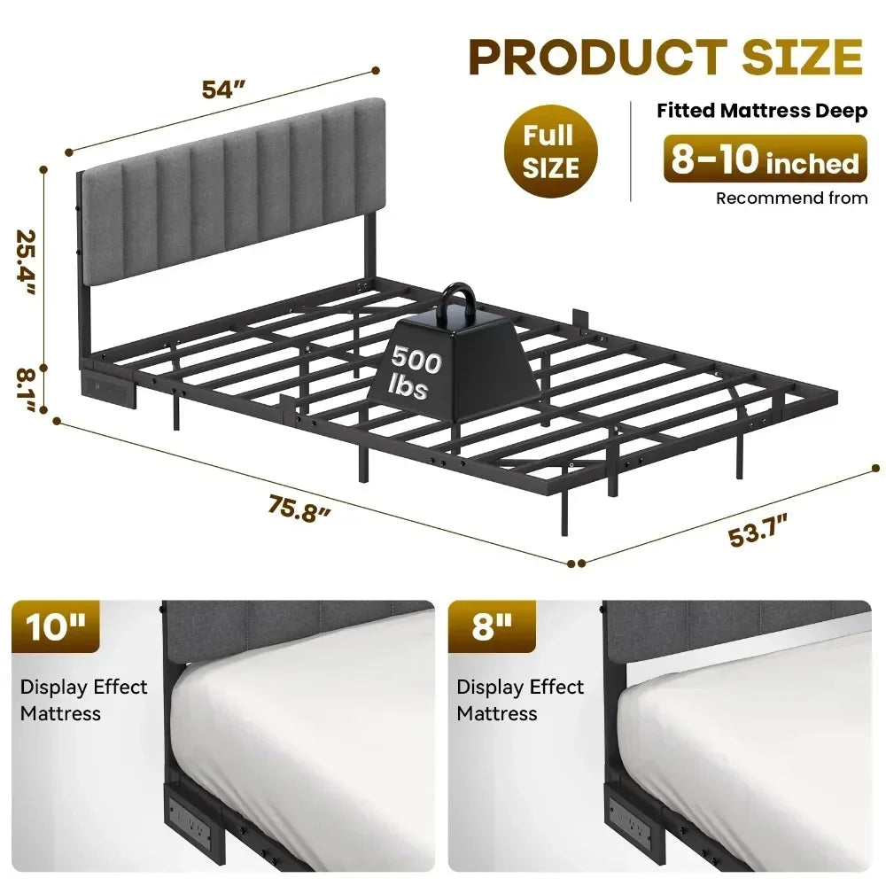 Floating LED Bed, Charging Station, 1000lb Capacity