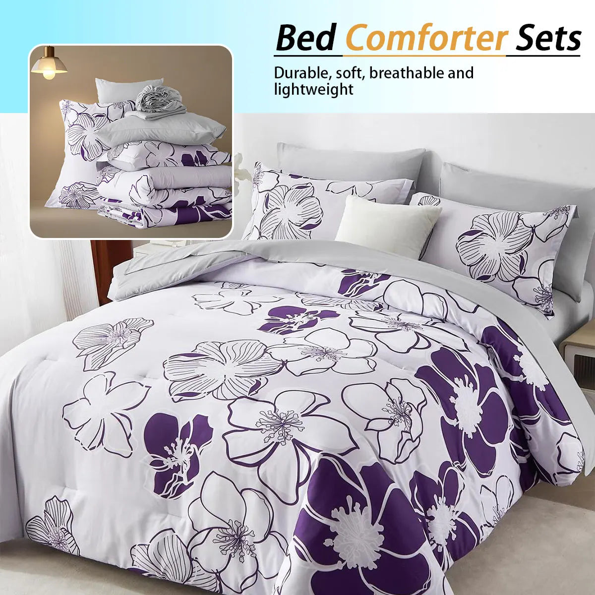 7-Pcs Floral Print Quilt Set