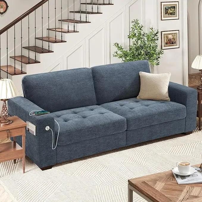 Comfortable 89" Sofa With Medium Firm Cushion, Removable Cover, Wide Armrests