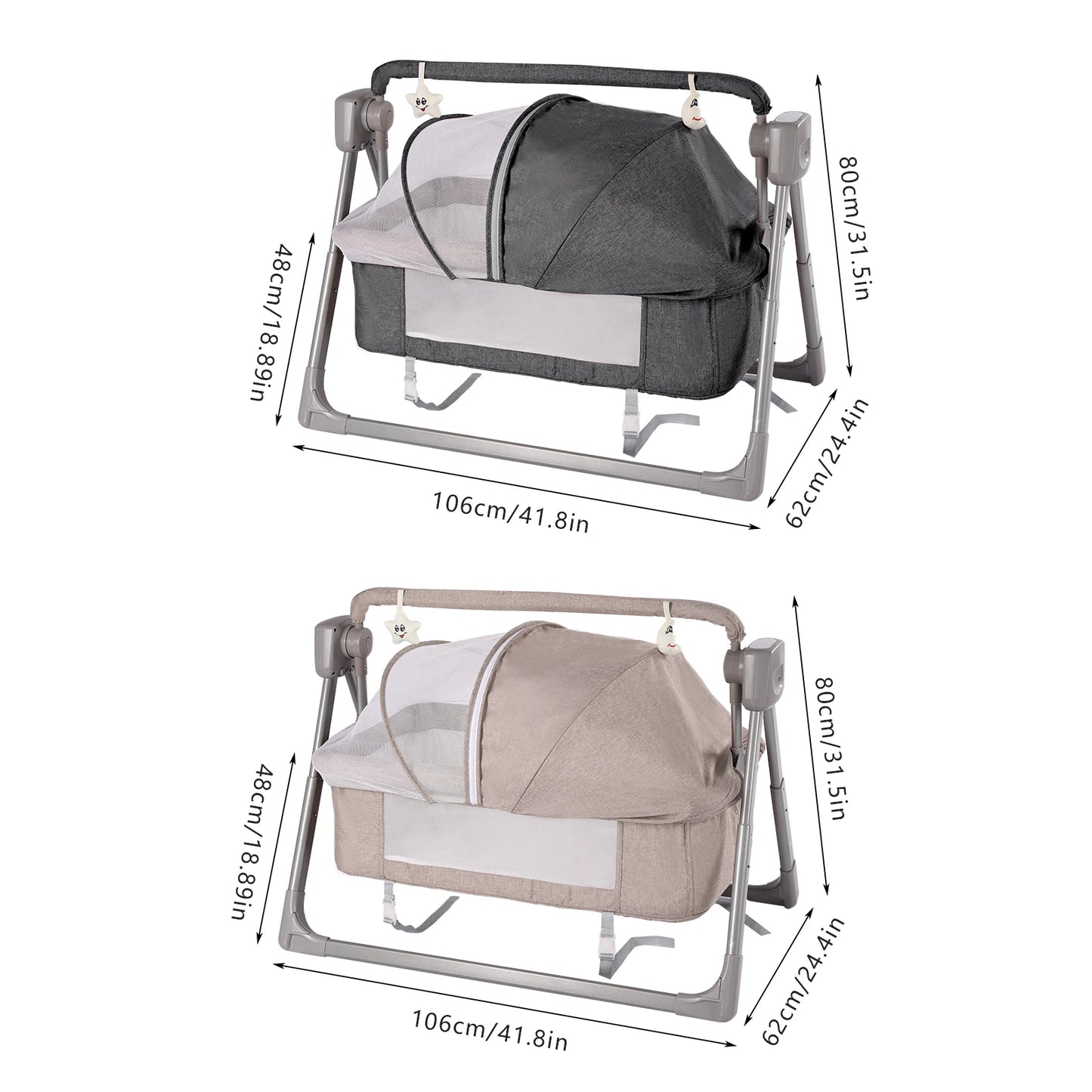Automatic Rocking Recliner Crib Basket With Music