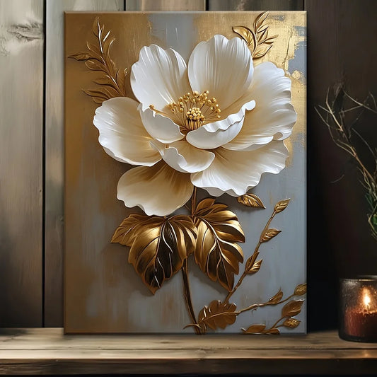Elegant White Floral Canvas Art Vintage Decor