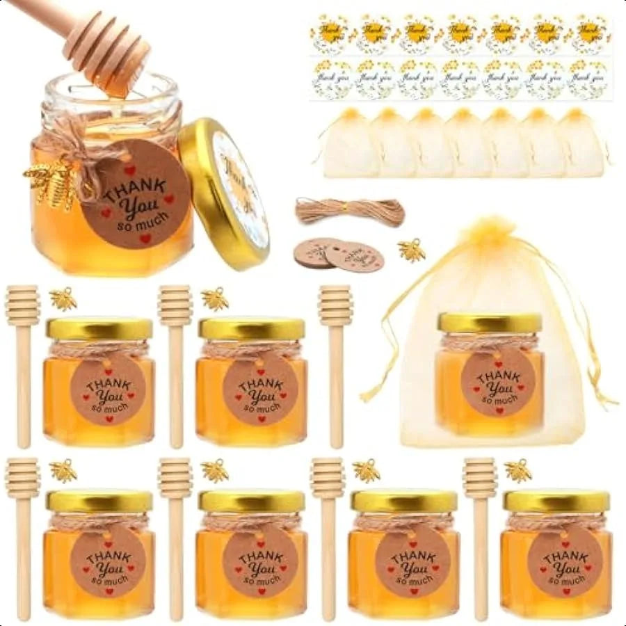 Mini Glass Honey Jars, Gold Lid