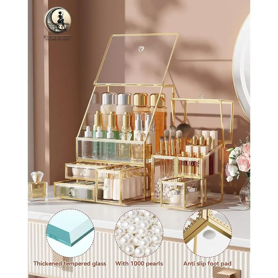 Makeup Organizer with Gold Frame