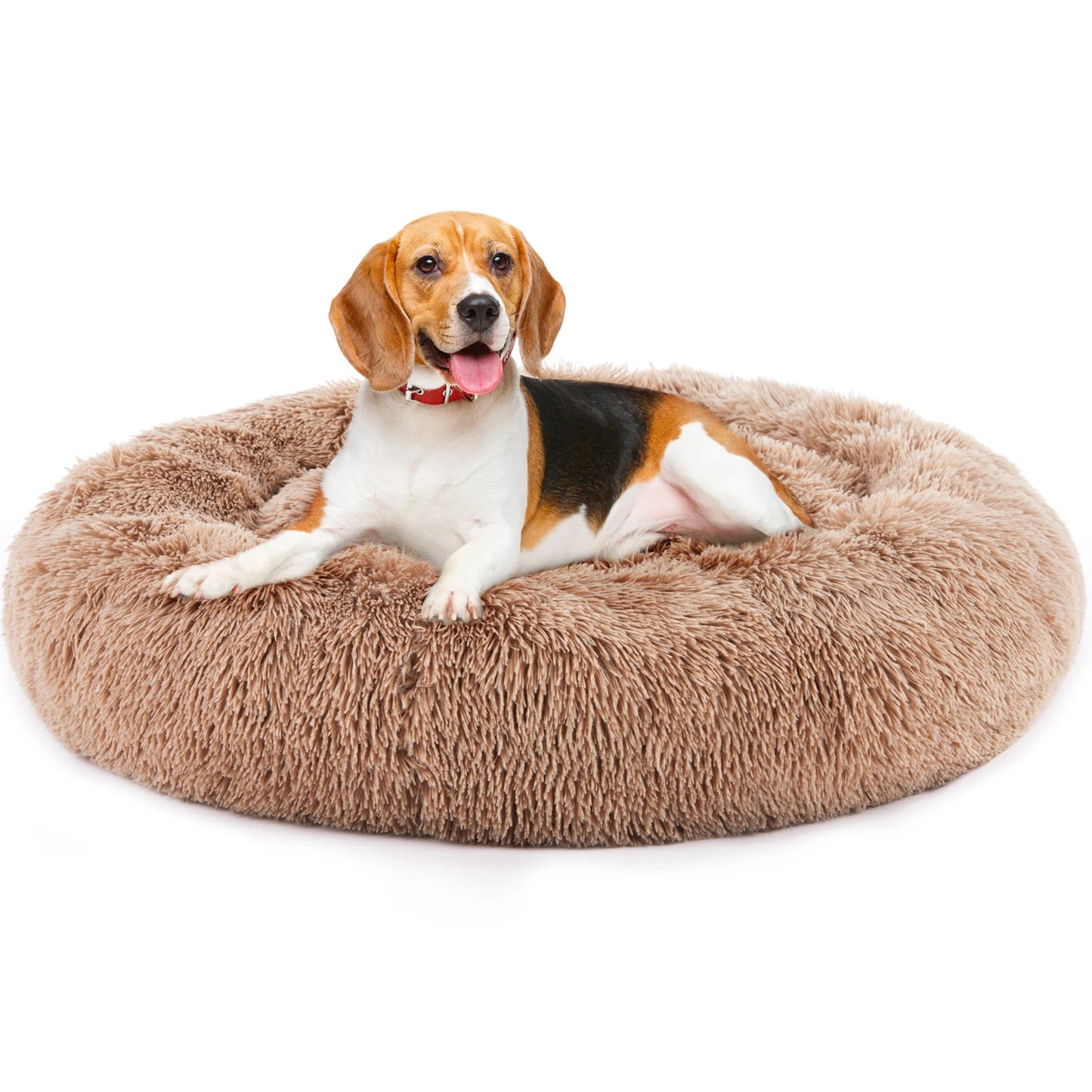 Round Plush Calming Bed For Pets