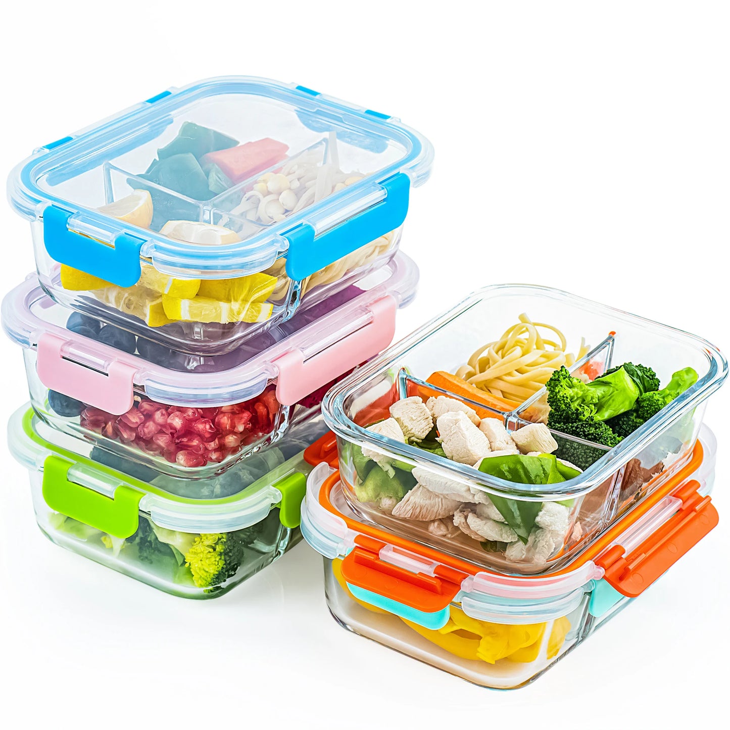 5-Pack Glass Food Storage Containers