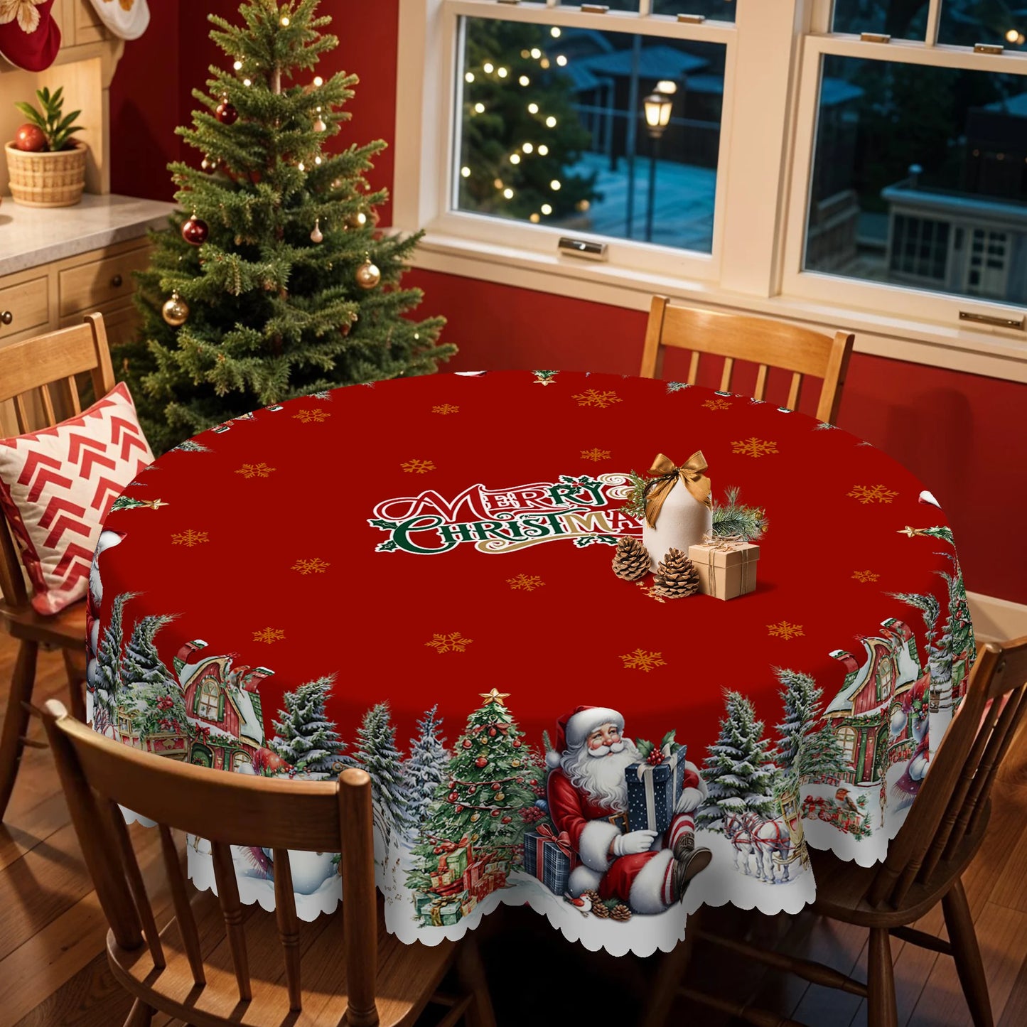 Santa Claus Decoration Theme Tablecloth