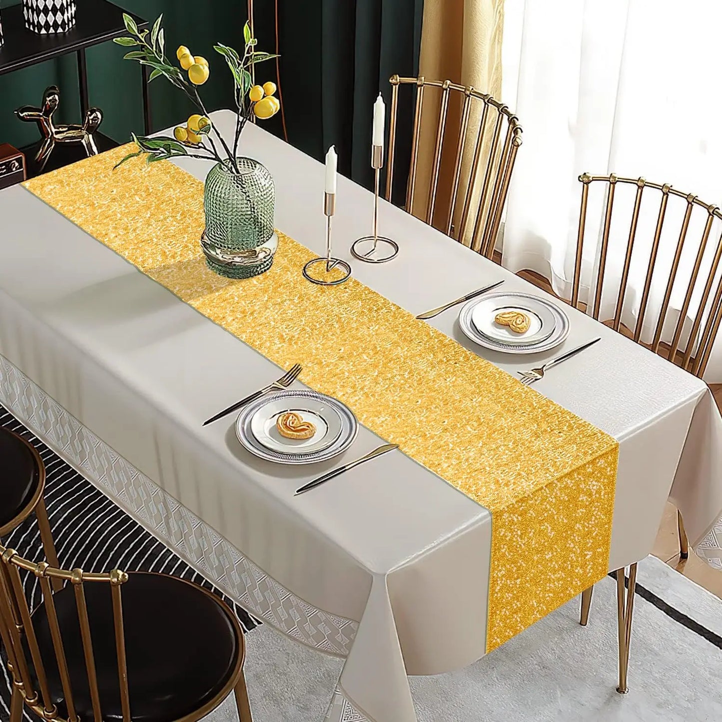 Sequin Table Runner Gold Glitter (24pcs)