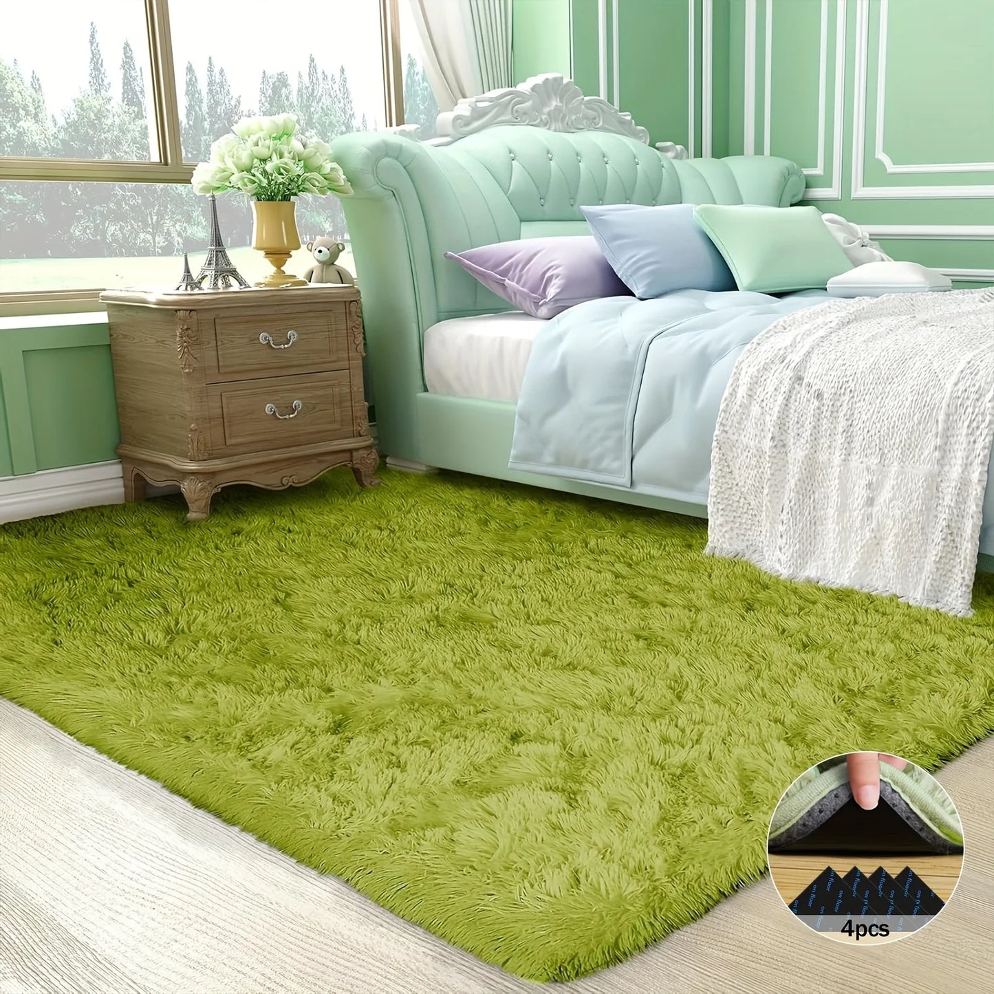 Grass Green Soft Plush Shaggy Rug