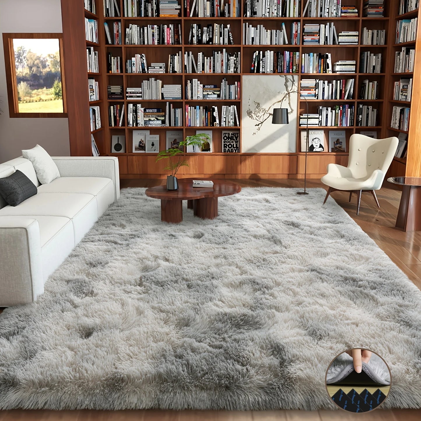 Fluffy Tie-Dyed Gray Home Decoration Carpet