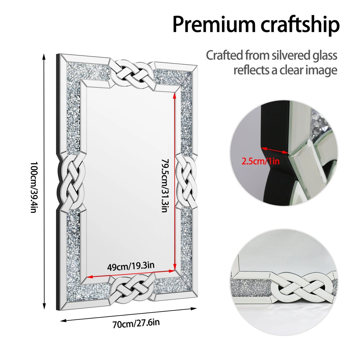 Large Crystal Crush Diamond Mirror