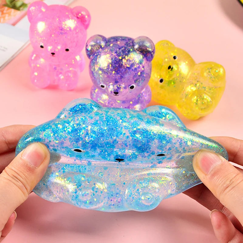 Glitter Gummy Bear NeeDoh Squishy Toy