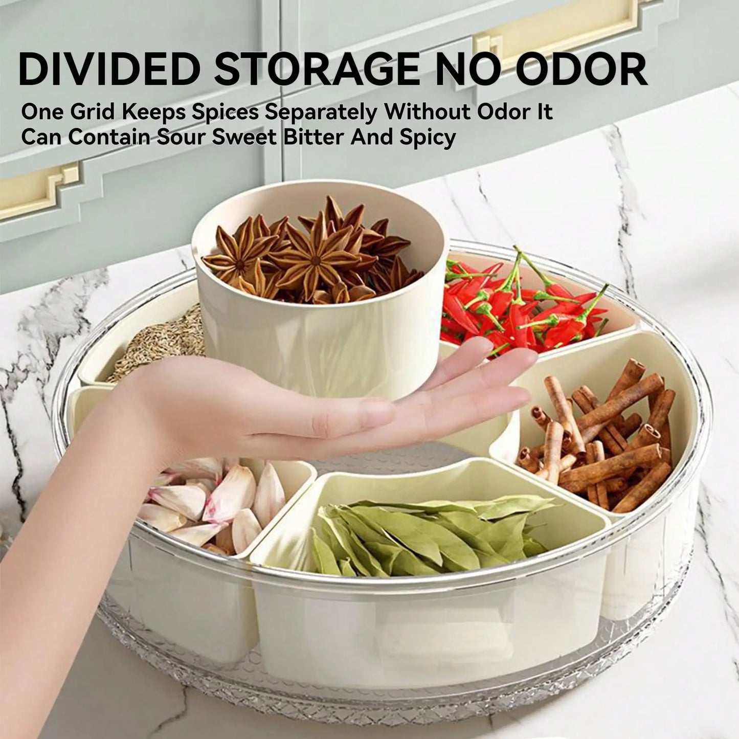 Divided Serving Tray With Lid, Spinner Container