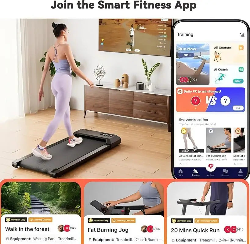 2-in-1 Home & Office Walking Treadmill (Black)