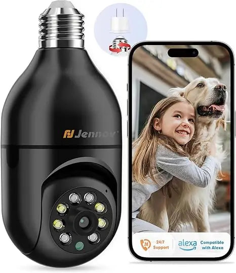 3MP Light Bulb Security Camera – 360° Panoramic View