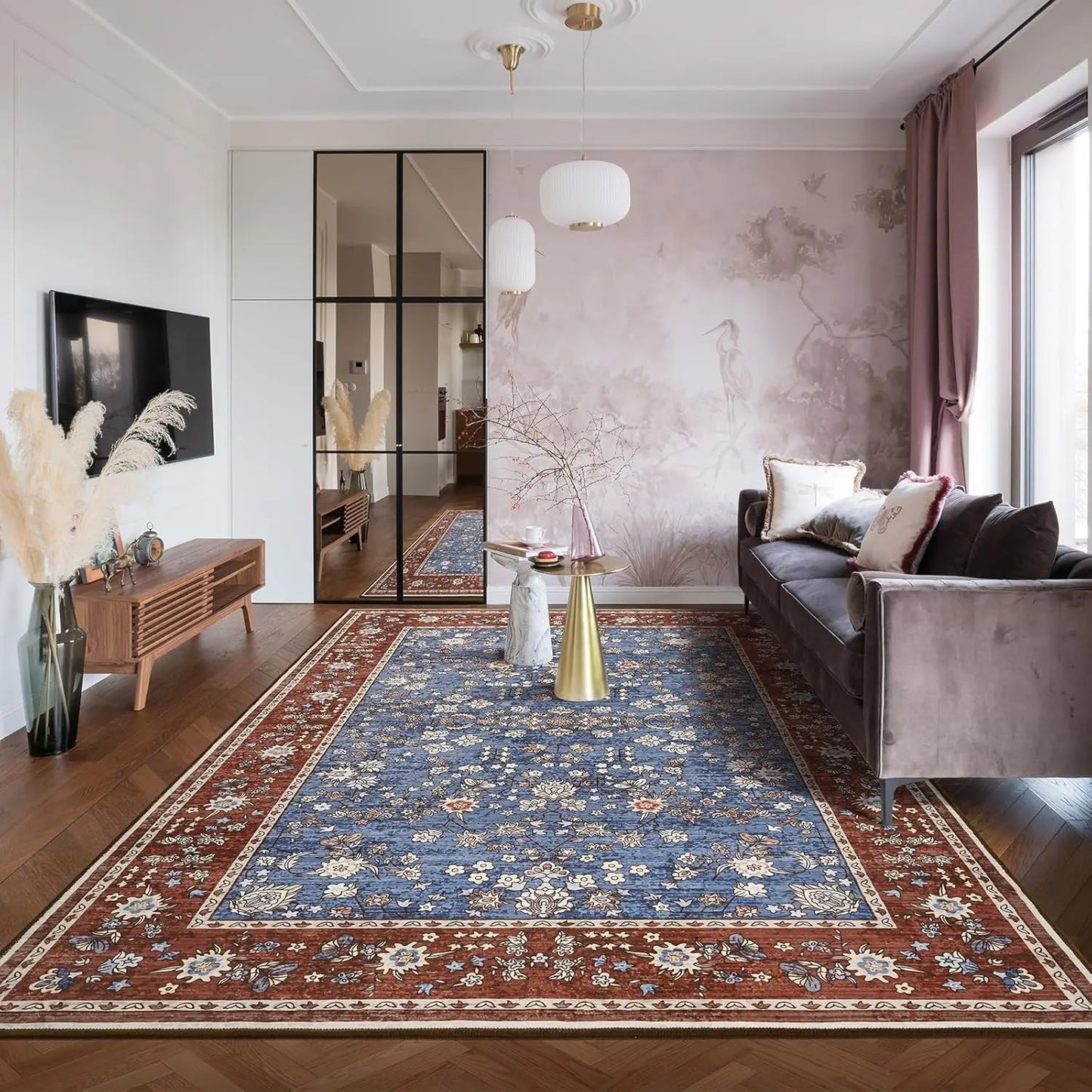 Vintage Floral Rug Soft  Non-Slip