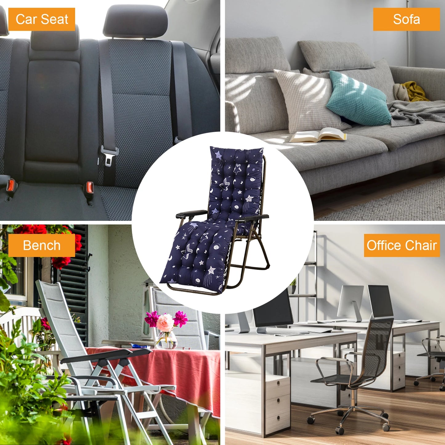 Patio Recliner Soft Back Cushion Rocking Chair