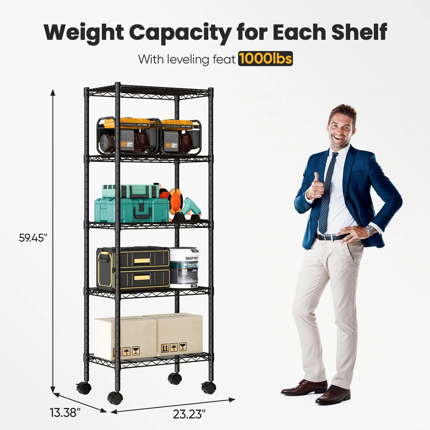 3–5 Tier Heavy-Duty Metal Storage Shelf