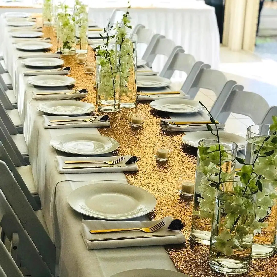Sequin Table Runner Gold Glitter (24pcs)