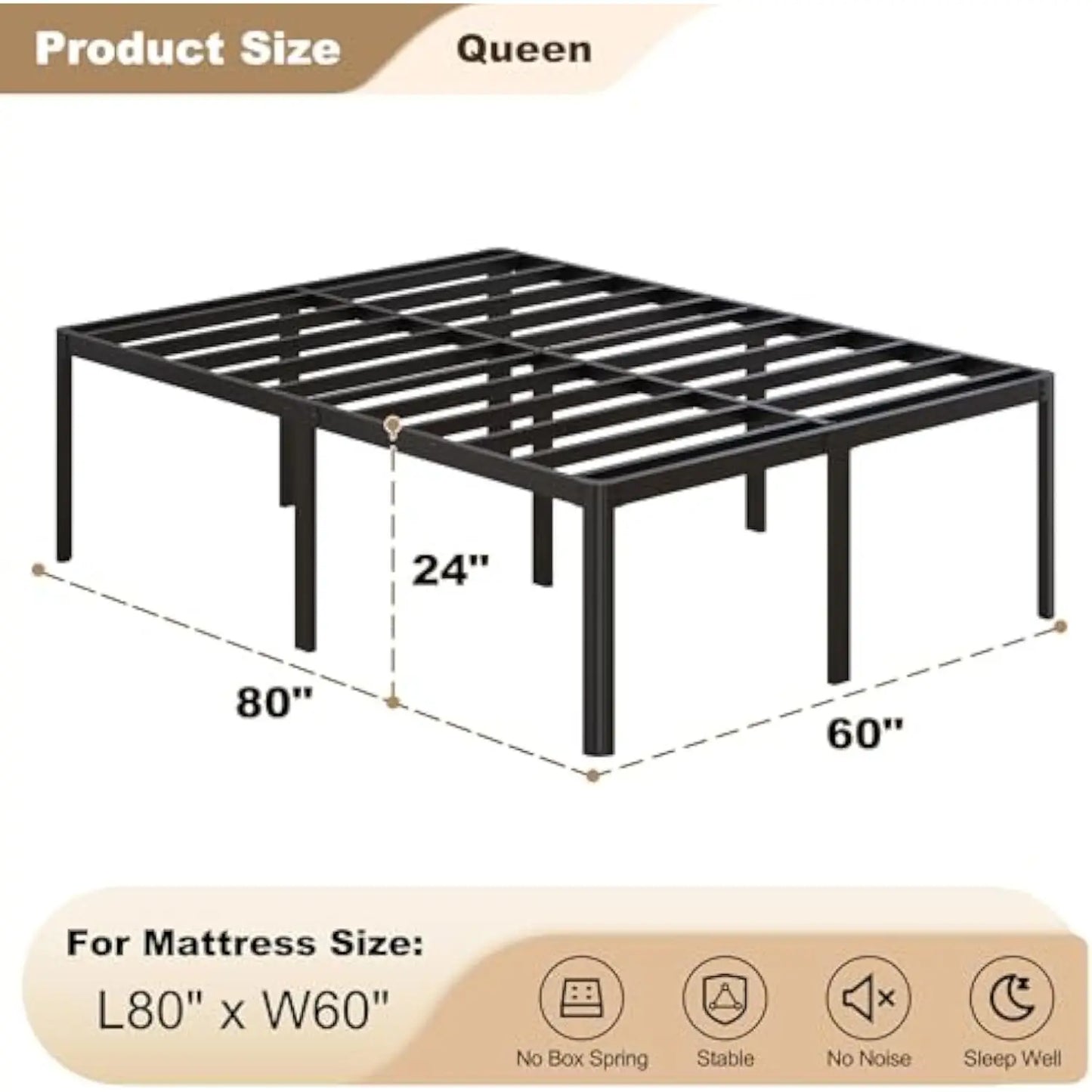 High Queen Bed Frame With Rounded Corner
