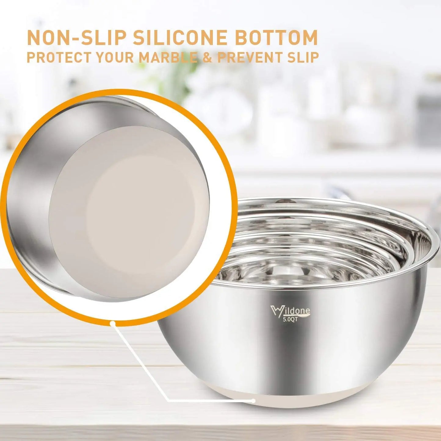 5-Piece Stainless Steel Mixing Bowls With Airtight Lids