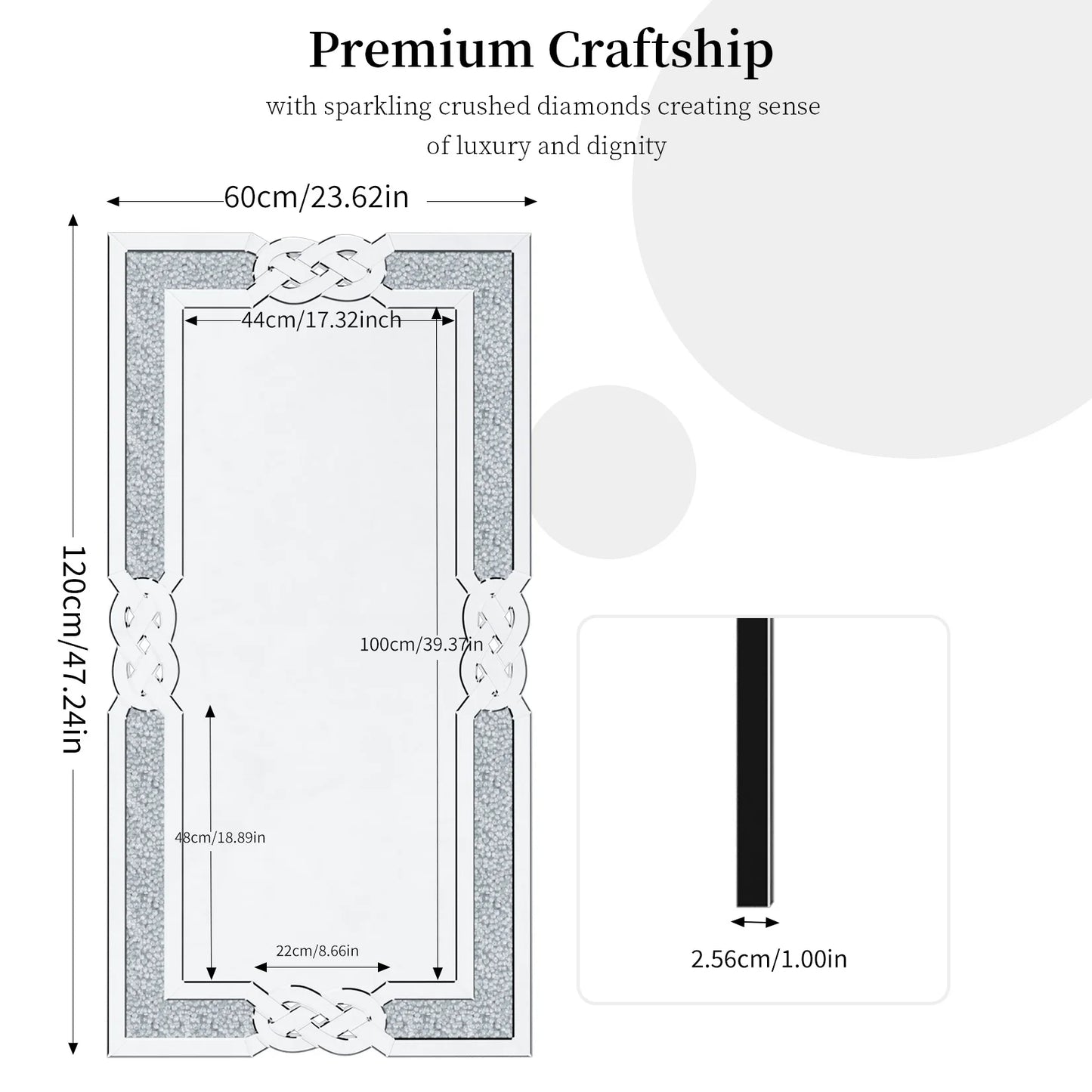 Large Crystal Crush Diamond Mirror