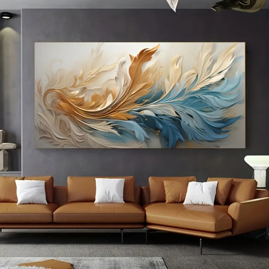 Modern Abstract Gold Feather Canvas Art