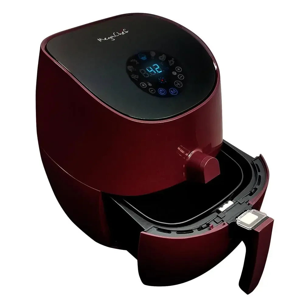 7-in-1 Airfryer Multicooker with Digital Touch Panel in Burgundy