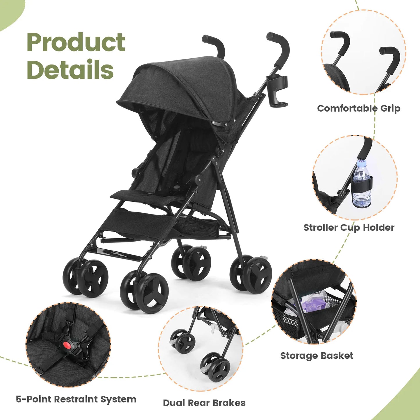 Compact Lightweight Four-wheeled Pocket Stroller