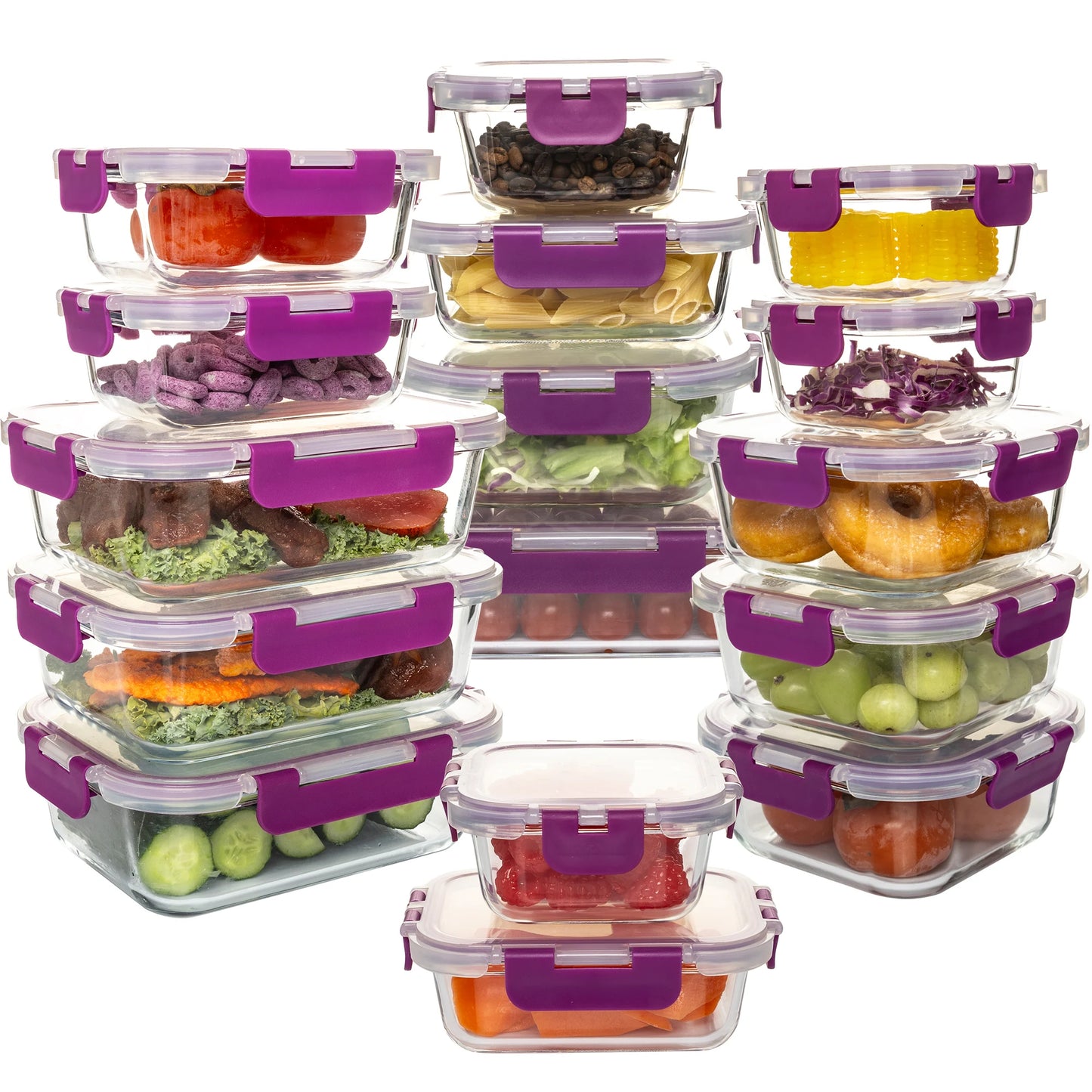 Glass Food Storage Containers Set, Leakproof Airtight