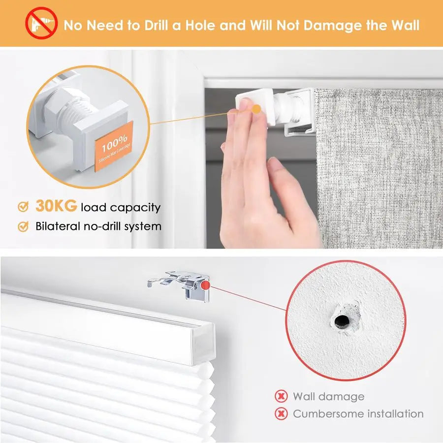 No Tools No Drill Cordless Shades for Windows