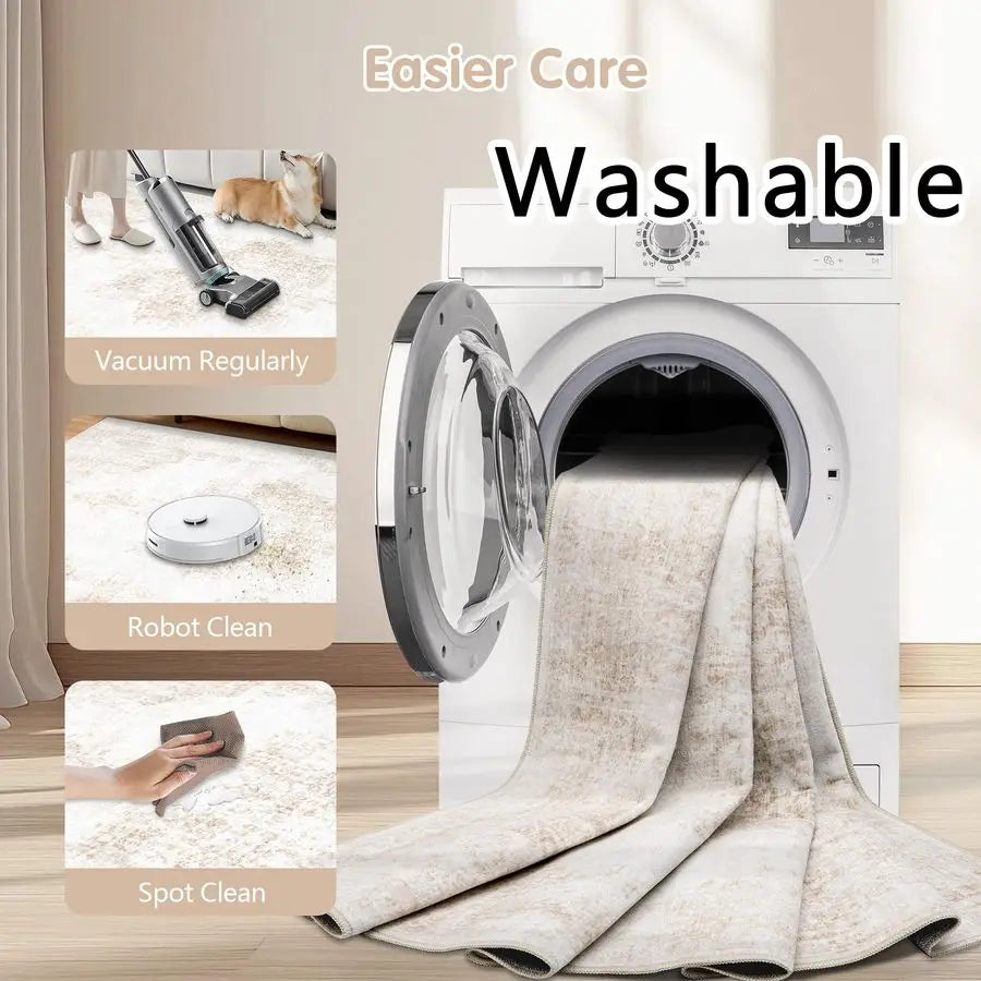 8x10 White Vintage Retro Rug