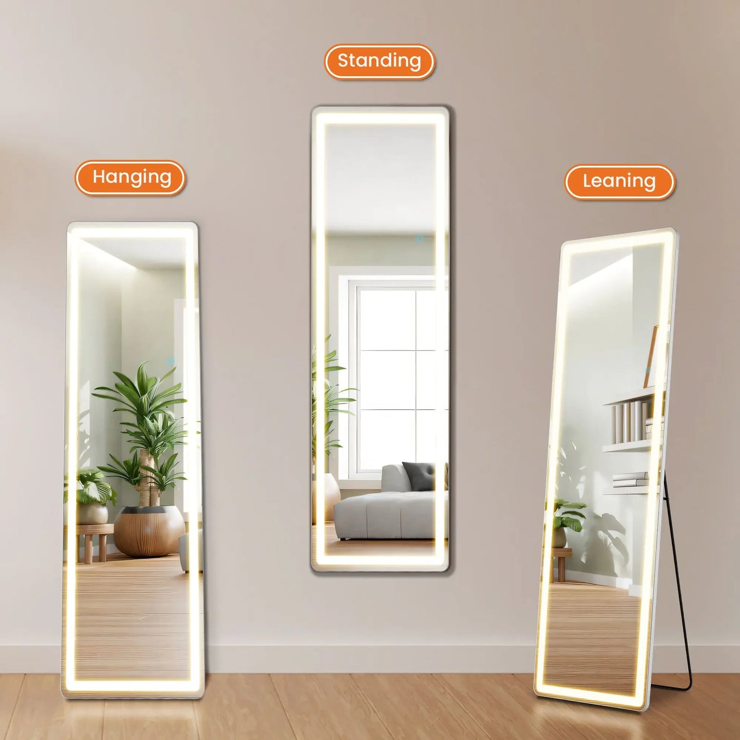 LED Lighted Floor Standing Mirror