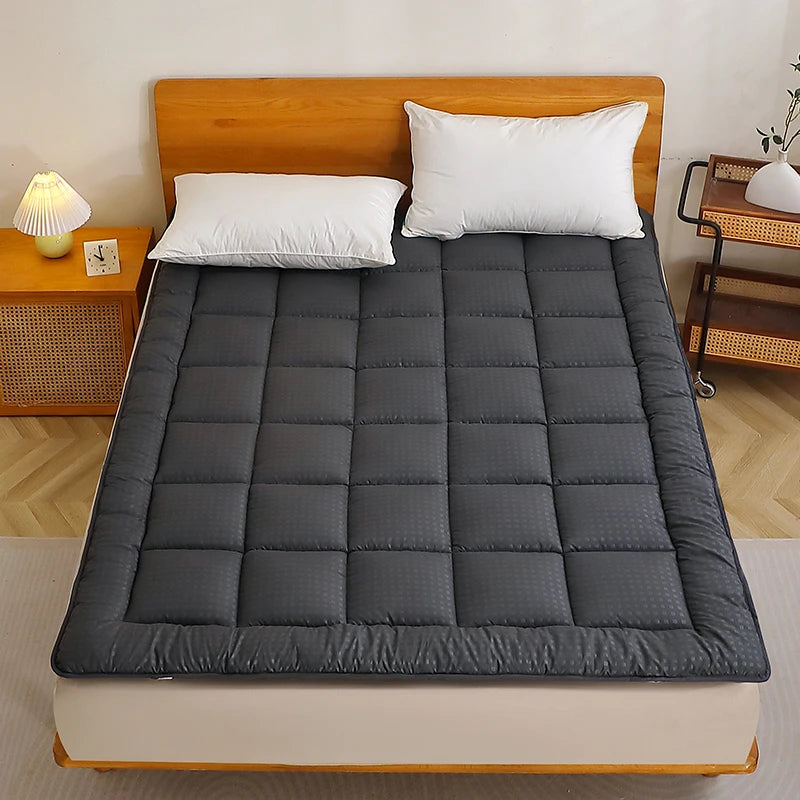 Dark Grey Thin Quilted Mattress Pad/Lacing