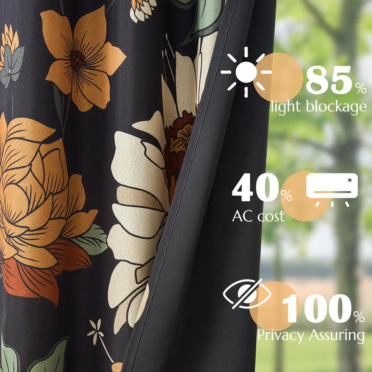 Boho Floral Blackout Curtains For Bedroom