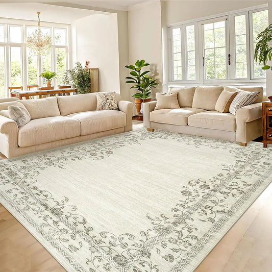 Floral Bordered Large Soft Carpet